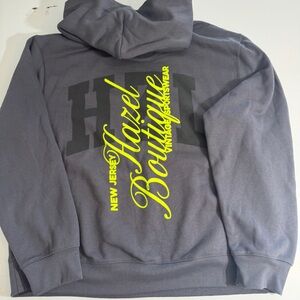 Hype Boutique Gray Hoodie Sweater with Neon Yellow Logo - Men